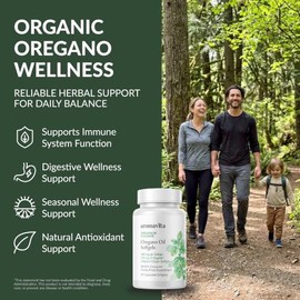 Cápsulas de aceite de orégano  108 mg de carvacrol por cápsula blanda  Refuerzo inmunitario y digestivo de alta potencia  Vegano, sin OMG, sin gluten 