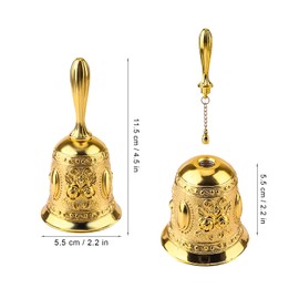 TOYMIS Decorative Hand Bell, Metal Elegant Carved Dinner Service Bell Christmas Bells for Wedding Ceremony Jingling Alarming Training (Gold)