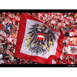 KliKIl Austria Flag 90 x 150 cm - Austrian Flag Fan Item Weatherproof Austrian National Flag with Brass Eyelets Bright Colours and UV-Resistant for Outdoor Use Austria