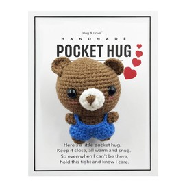 Artisanal Crochet Pocket Hug Token, Squeeze Plush Doll, Stress Relief Gift, Greeting (Bear)