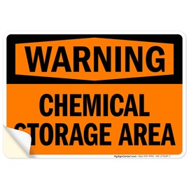 Warning Chemical Storage Area Osha Sign, 10x7 Inches, 4 Mil Vinyl Decal Stickers Weather Resistant, Made in USA by My Sign Center