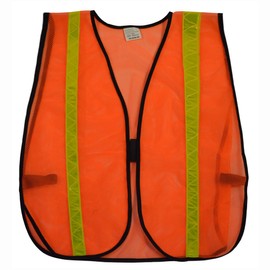 Petra Roc OVM-HG Safety Vest Mesh Orange, 1" Yellow High Gloss Reflective Tapes, One Size, Orange Mesh
