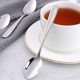 Buyit Tea Spoons Coffee Spoons Dessert Spoons, Set of 6, 18-0 Stainless Steel, Thick, Full Length 13.5cm, Silver