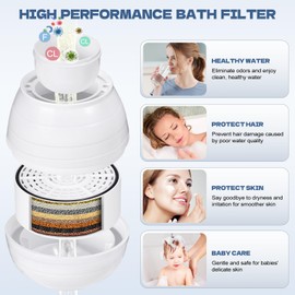 Bath Filter for Tub, Nvsvpv Water Filter for Bathtub, 3,000 Gallons of Filtration, Hard Water Softener to Remove Lead,Chlorine and Fluoride, Enhances Skin, Hair and Nails Condition, White