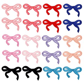 20pcs Bow Patches, 10 Colors Cute Iron On Patches Chenille Applique Pink Bowknot Sewing Patches Embroidery Decor Supply for Clothes Hats Pants Jeans Shirt Jackets Backpacks Bags Girls Kids
