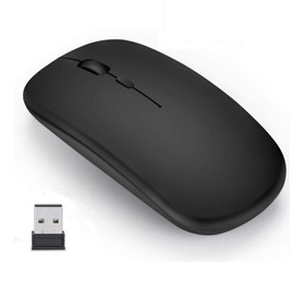 Sendowtek Mouse Inalámbrico Recargable, 2.4G Mouse Inalambrico Ergonomico, USB Mouse Inalambrico Silencioso con Receptor USB Adaptador para Computadora Portátil, PC, Computadora, Macbook (Negro)