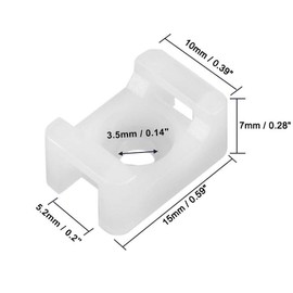 TA-VIGOR 50 Pcs White Cable Tie Holder Saddle Type Wire Holder Nylon 5.2mm Hole Width