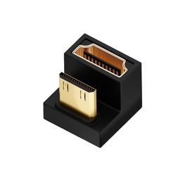 Mini HDMI Converter Adapter, 180 Degree Angle, Upward Angle, Mini HDMI Extension Adapter, U Shape 8K Convenient to Carry for Cameras, Projectors, Laptops, 1 Black (Upward)