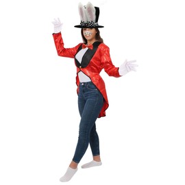 Alice's Wonderland White Rabbit Costume For Adults - Book Week Costume Including - Tailcoat + Top Hat w/ Ears + Bow Tie + Rabbit Nose (X-Large)