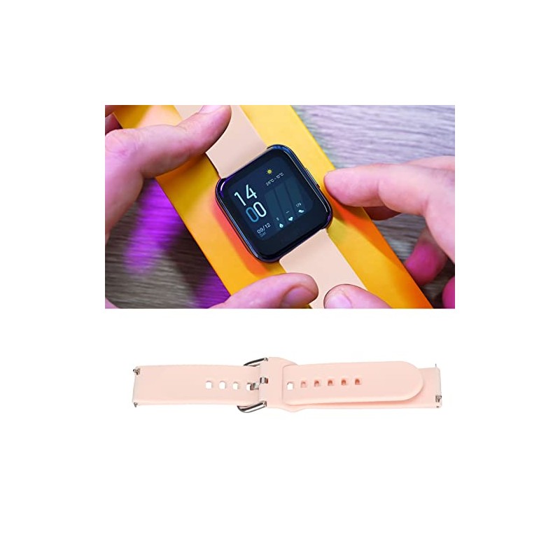 Correa de Reloj Inteligente Cuifati, Silicona Rosa, 20 mm, para