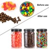 Fasmov 9 Pack 32 Oz Plastic Jars with Black Lids,