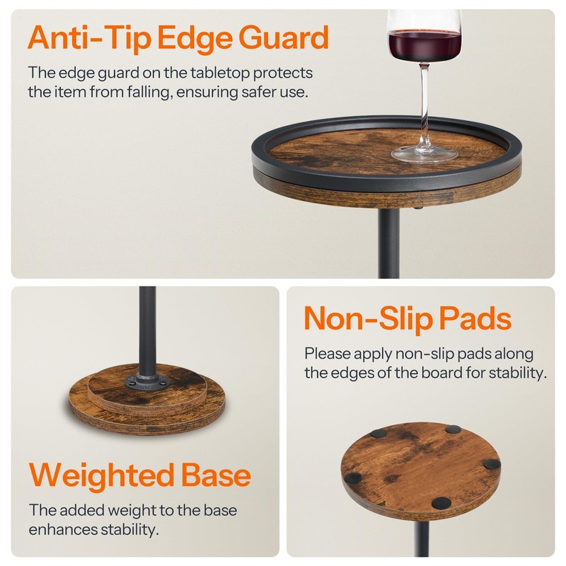 HOOBRO Small Round Side Table, Drink Table, Coffee Martini Table