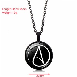 CQHODFYA Atheistic Sign Necklace for Men and Women with Pendant, Chain for Men Women, Jewellery Gift Idea, Necklace with 18 Inch Chain + 2 Inch Extension, with Jewellery Box, Zinc