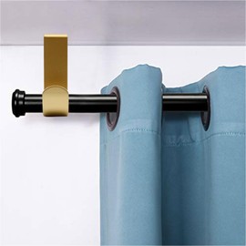 Shonmogar Ceiling Curtain Rod Brackets 6 Pack Metal Curtain Rod Holders with Screws,Curtain Rod Ceiling Mount Bracket for 1 Inch Rod, Sturdy Curtain Rod Hooks for Home Office Patio, Gold, CH-001