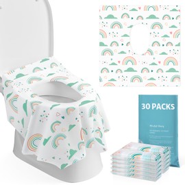 Toilet Seat Covers Disposable, 30 Pcs Extra Large Waterproof Toilet Cover for Toddlers & Adults, Portable Individually Wrapped Travel Essential for Kids Potty Training, Public Restroom, Airplane, Trip
