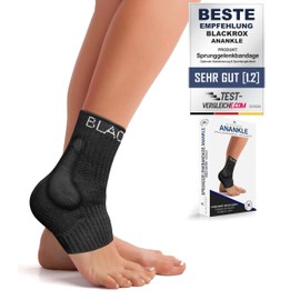 BLACKROX Sprunggelenkbandage [Vergleichssieger 2024] Gr. S-L | Für Damen & Herren | Bandage für das Fußgelenk | Perfekt für Sport, Fußball, Joggen & Bodybuilding | ANANKLE | Schwarz Gr. S