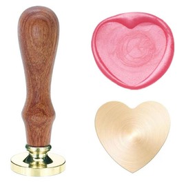 Poemluve Seal for Wax Blank 25 mm Round Wax Seal Stamp with Wooden Handle Seal Stamp for DIY, Wedding Invitations, Gift Cards, Greeting Cards (Heart Set)