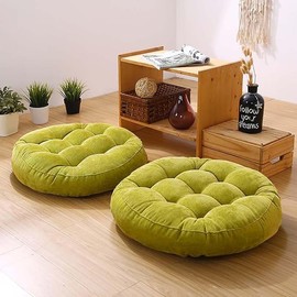 Gfobip Gfobip Meditation Floor Pillow Set of 2 Large Round Floor Cushions for Adults Tufted Corduroy Floor Seat Pillows Cushion for Living Room Tatami Yoga,Grass Green 22" L x 22" W x 5" H