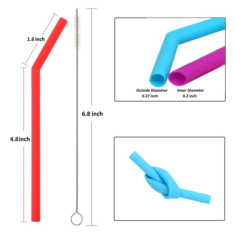 Reusable Silicone Straws for Toddlers & Kids - 6 pcs