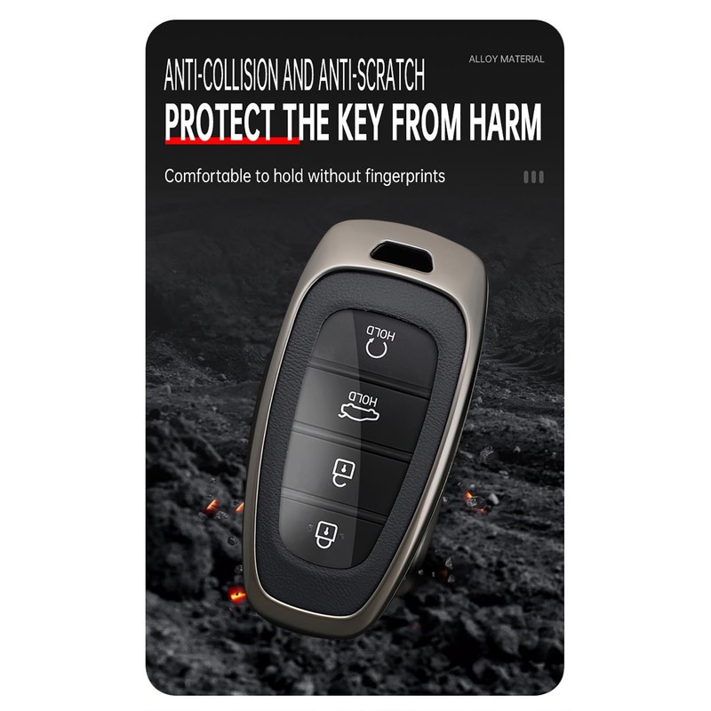 SANRILY Metal & Leather 3/4/5/7/8 Button Key Fob Cover Case