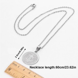 QEQSHQO 2 x Stainless Steel Men's Holy Medal Necklace Protection Pendant Jewellery (Silver), Stainless Steel