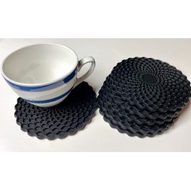 Black Drinks Coasters Set of 6 by Stone & Thyme - a UK Brand. Non Slip, Heatproof & Easy to Clean. Colourful Decorative Home Accessories That Protect All Surfaces. (Black)