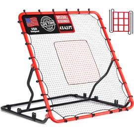 ZEALFEEL Baseball Rebounder Net, 3 Adjustable Angles 4x4.5FT Pitch Back Baseball Softball Volleyball Rebounder with 2 Strike Zones, UV Resistant, Pitchback Trainer for Ground, Line Drive & Fly Balls