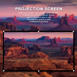 16:9 Projection Screen, Portable Foldable Projection Screen Professional HD Projection Screen for Home Office (84")