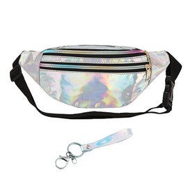 Symphony Silver 1 Piece Symphony Pendant Waist Bag 1 Piece Laser Belt Pouch Waist Bag for Outdoor Sports Unisex Waterproof Travel Shopping Silver, silver, tchuancaiyaobao