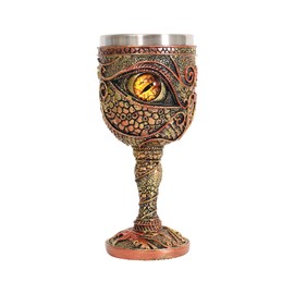 Ottalent Stainless Steel The Eye of The Dragon Wine Goblet Chalice,Dungeons and Dragons Medieval DragonWine Cups 7oz.Men’s Gift (Yellow Eyes)
