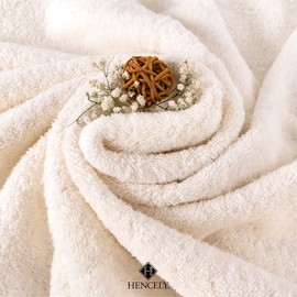 Hencely 18-Piece Bath Towel Set - High Absorbency, Quick Drying - 100% Soft Turkish Cotton - 6 Bath Towels, 6 Hand Towels, 6 Washcloths - for Bathroom, Home, Hotel, Spa, and Gym - 18-Pack Ivory