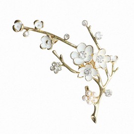 Jana Winkle Plum Blossom Brooches Women White Enamel Flower Golden Ally Bouquet Brooch Pins Coat Jewelry