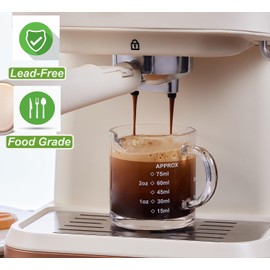 Ackers 2 Pack Measuring Cups, 75ML/2.5OZ Espresso Cups with Handle, Espresso Shot Glasses with Double V-Shaped Mouth, Thickened Bottom and Wall, Milk Frothing Pitcher