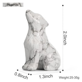 Artistone White Howlite Crystal Wolf Statue 2.0 inch Gem Wolf Figurine Animal Sculpture Healing Stones Reiki Gifts for Meditation Home Decor