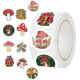 500pcs 1 inch Cute Mushroom Stickers for Notebook Guitar Skateboards Laptops Water Bottles Bikes Luggage Computer Phone Hard Hat Car Cheer to Jungle Plants Theme Party Decal Decoration
