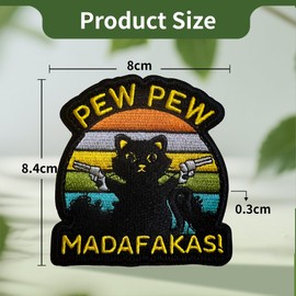 PEW PEW MADAFAKAS Katz Aufnäher Moral Patches Klett Stickerei Taktische Klettverschluss Für Kleidung Rucksack Baseballkappe Uniform Weste Hundegeschirr- Gelb Wort