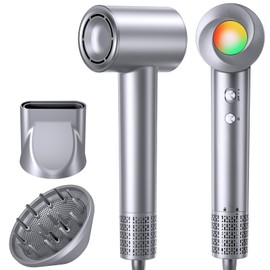 Hair Dryer, 150000 RPM Ionic Hair Dryer Portable Lightweight Blow Dryer with 500 Million Negative Ions, Fast-Drying, Lightweight and Quiet with Diffuser & Nozzle, Perfect for Home and Travel-Gray