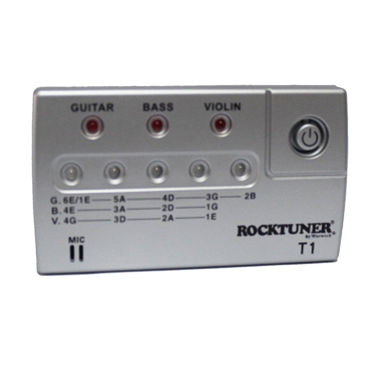 RockTuner T1 Guitar Bass Violin Tuner Silver