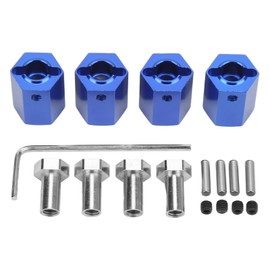 4Pcs 12mm Hex Wheel Hubs Adapters Replacement Aluminum Alloy RC Car Parts with Wrench for 1/10 Remote Control Car Dark Blue