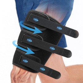 Hamstring Compression Sleeve with 3 Adjustable Straps,Thigh Compression Sleeve for Men & Women, Black Hamstring Brace for Pulled Groin Muscle, Tendinitis and Sports Recovery (XL Size, Left/Right Leg)