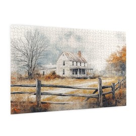 Vextrovia American Country Style Painting Wooden Jigsaw Puzzle, Watercolor Painting-Farm House Puzzle for Adults 1000 Pieces, Wonderful Imagination, Stress Relieving Pleasure