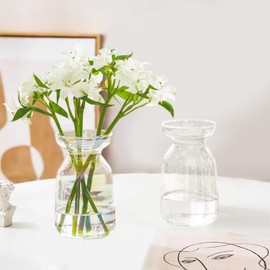 Gute Glass Vases for Decor, Flower Vase for Home Decor, Modern Decorative Flower Vase Centerpieces Living Room, Kitchen, Office Wedding or Gifts(Clear)