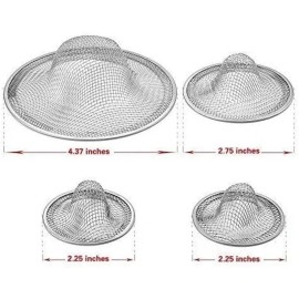 Topzone Stainless Steel Sink Strainer Set- 4 Pieces, Fits Most Kitchen Sinks, Bathroom S