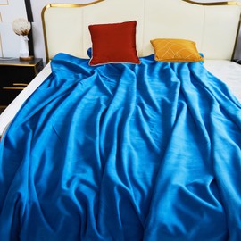 Ahinahwap Waterproof Blanket for Bed Couch Sofa, 60"x80" Reversible & Washable, Waterproof Blanket Queen Size, Water Resistant Twin Bed Blankets, Leakproof (Blue/Warm White)