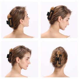 Pinzas de pelo grandes para mujer, 4 pinzas rectangulares de alta elasticidad, pinzas de pelo rectangulares, pinzas de pelo de moda, pinzas antideslizantes para cabello fino y grueso