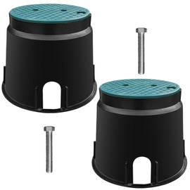 10 Inch Underground Electrical Splice Box with Cover, Plastic Heavy-Duty Weatherproof Electrical Junction Box for Outdoor Wiring, Inground Electrical Valve Box, Black + Green, 2 Pcs