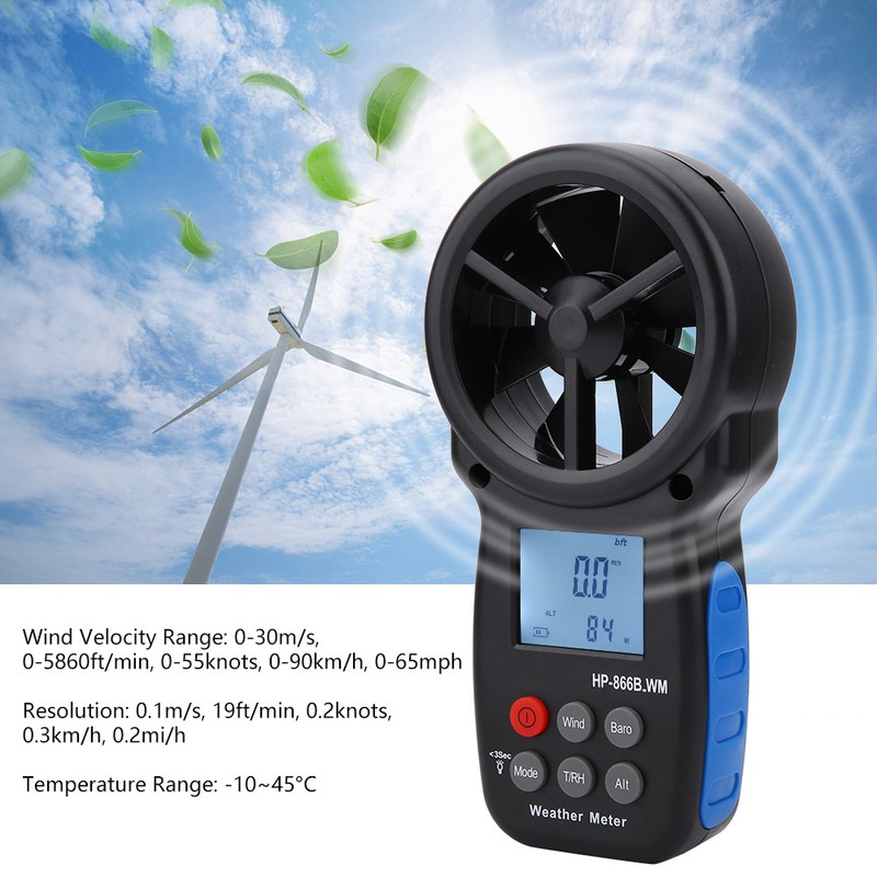 866B-WM Handheld Digital Wind Speed Meter Air Volume Measuring Anemometer