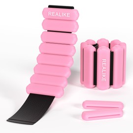 REALIKE Ankle Weights for Women Wrist Leg Adjustable Weighted Wristband for Pilates Yoga Walking Aerobics 2 Pieces in Set 1 lb (453.5 g) Per Piece (Pink)
