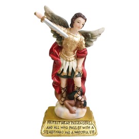 Car Saint Michael Statue Miguel Archangel Estatua St. Michael The Archangel Statue Holy Figurine Sculpture(5 Inch)