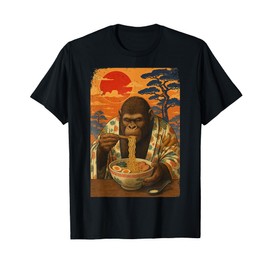 Bigfoot Eating Japanese Ramen Noodles Funny Gifts Men Women T-Shirt